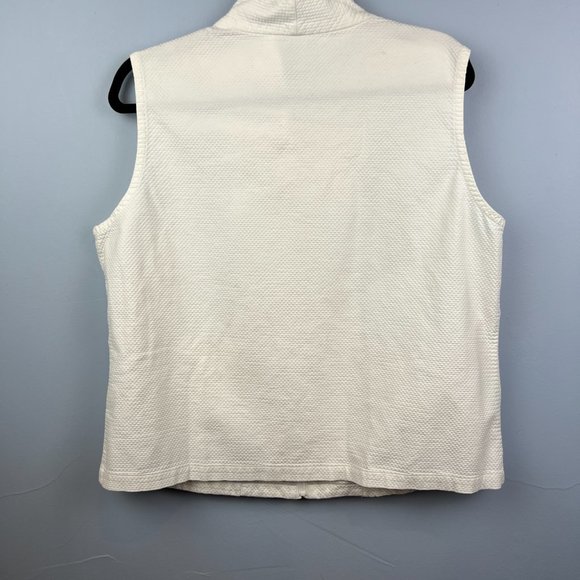 Eileen Fisher White Cotton Zip-Up Vest Size L Tennis Golf Activewear - Picture 6 of 6